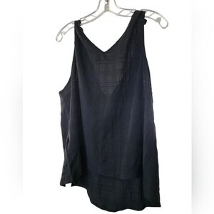 SHEIN Black Sheer Tank With Knotted Shoulder Straps Size 1XL